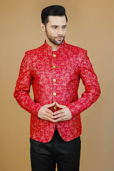 Rayon Red Bandhgala
