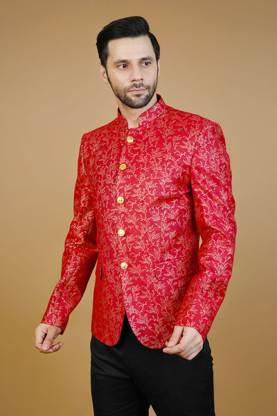 Rayon Red Bandhgala