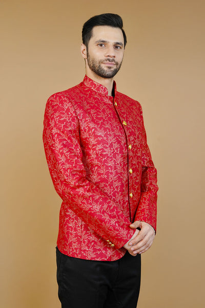 Rayon Red Bandhgala