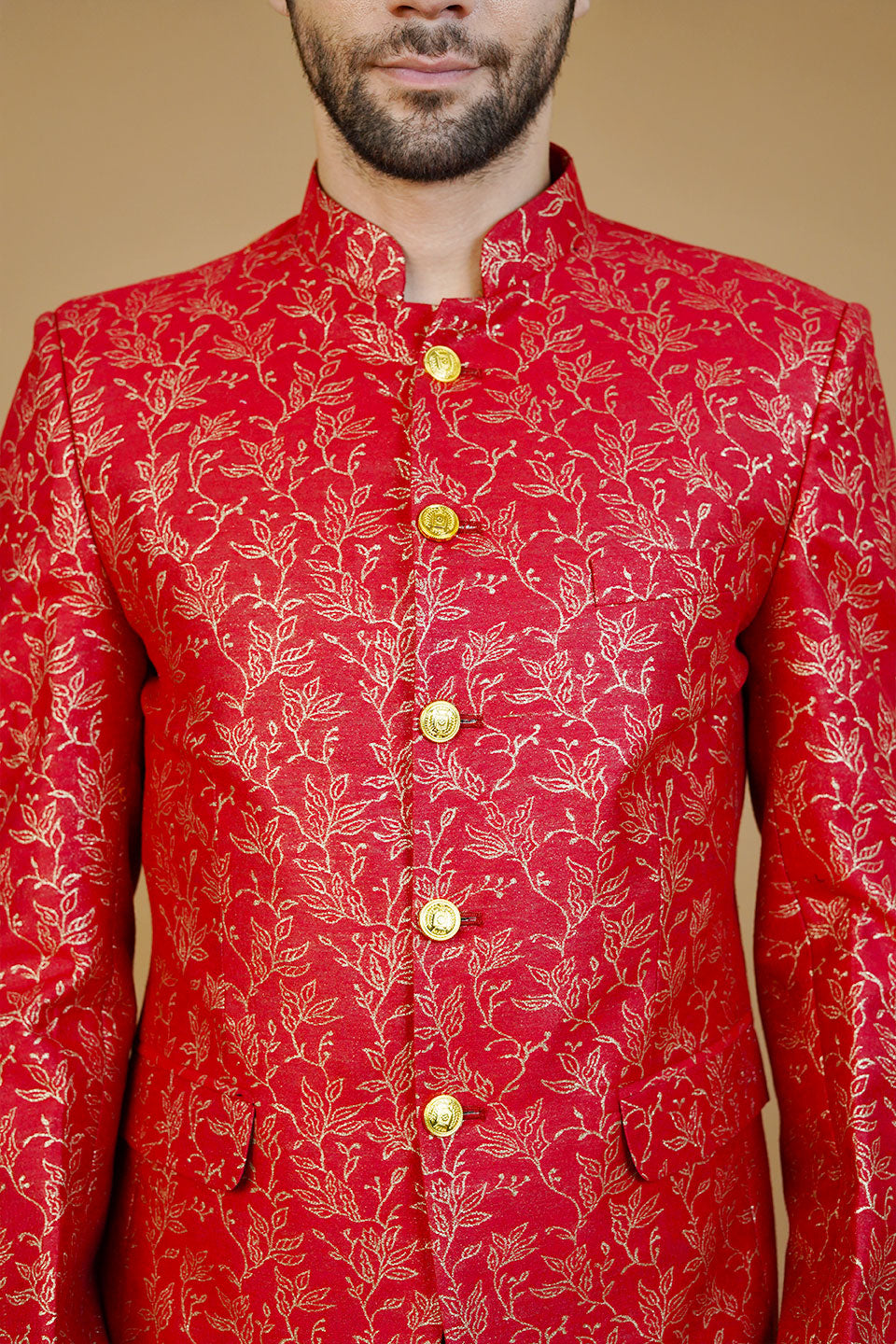 Rayon Red Bandhgala