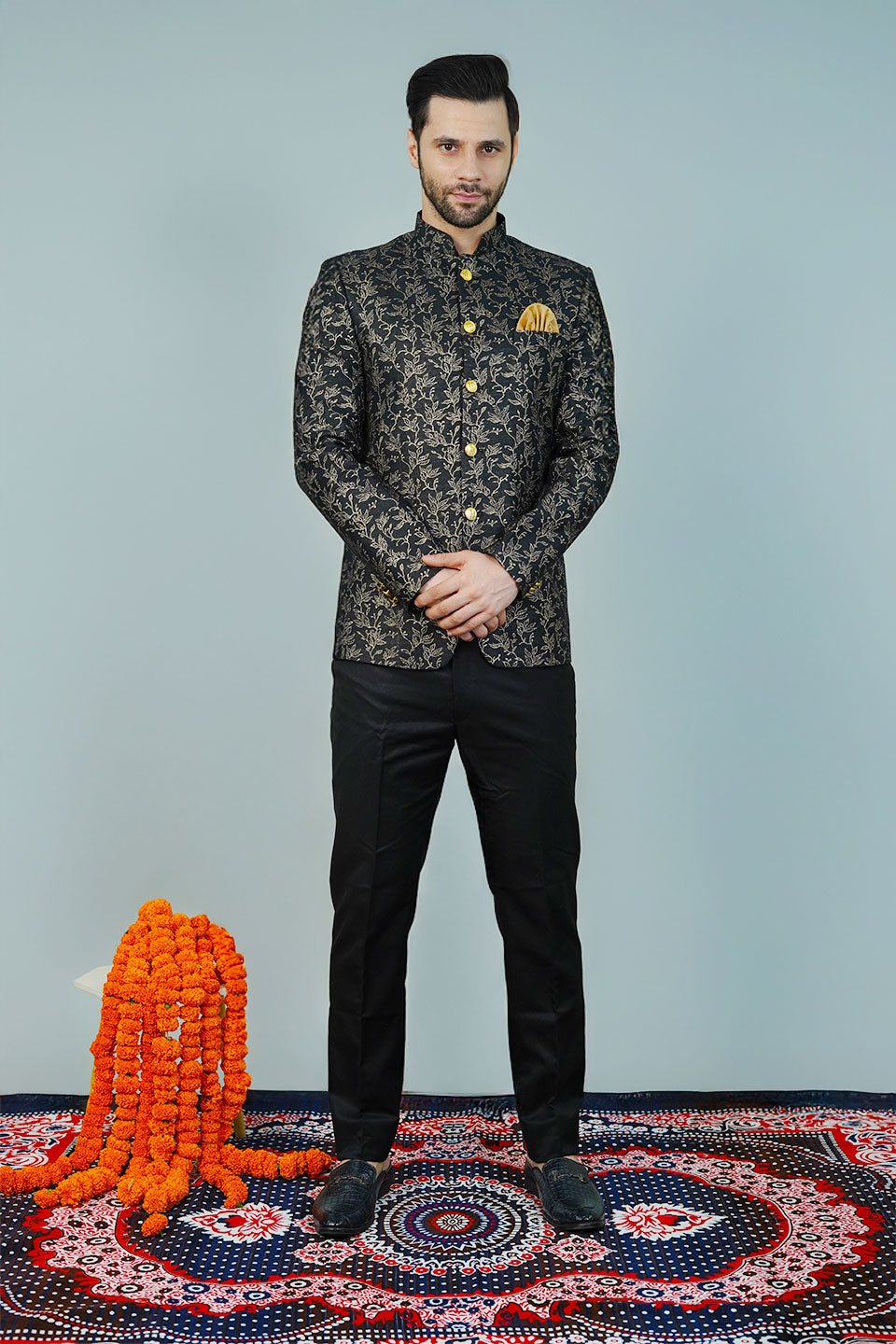 Rayon Black Bandhgala