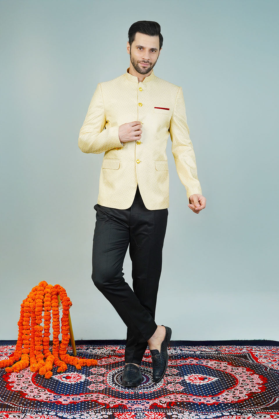 Rayon Beige Bandhgala