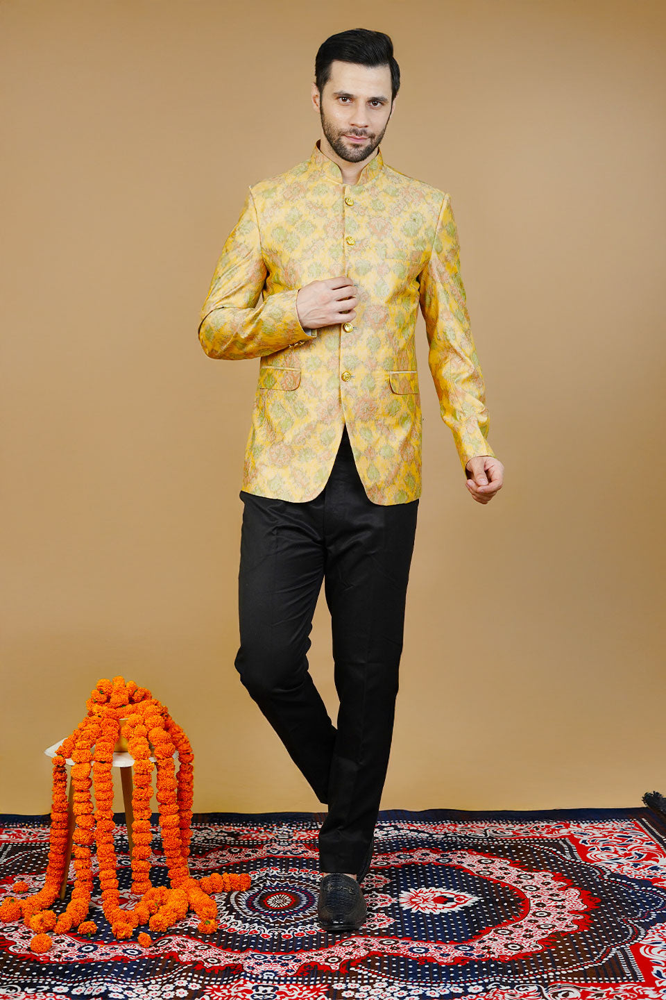 Rayon Yellow Bandhgala