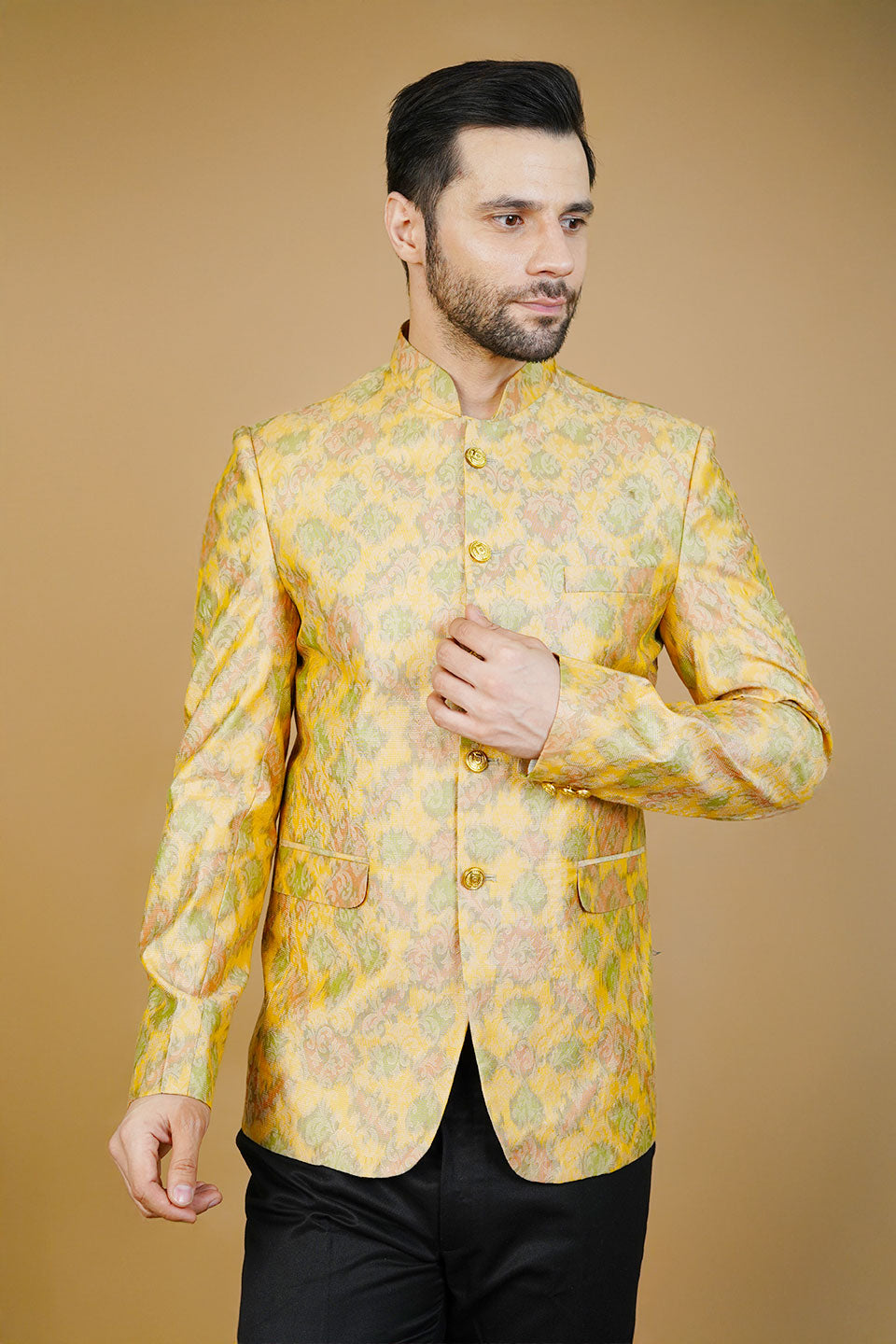 Rayon Yellow Bandhgala