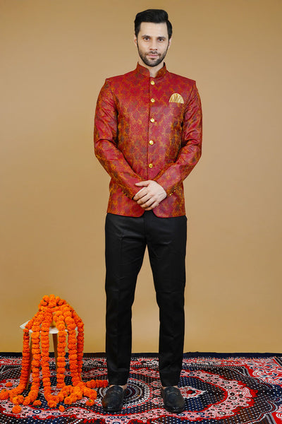 Rayon Red Bandhgala