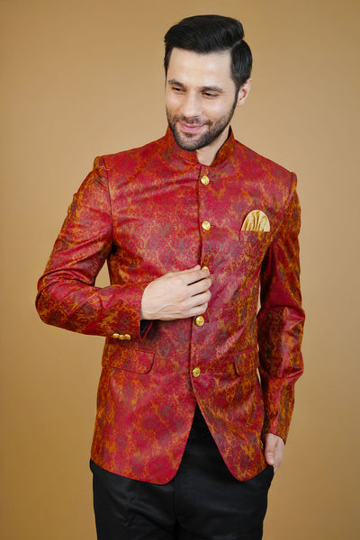 Rayon Red Bandhgala