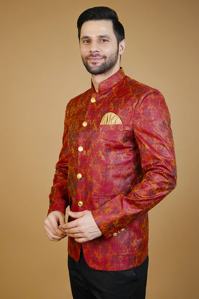 Rayon Red Bandhgala