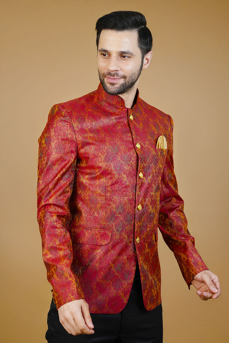 Rayon Red Bandhgala