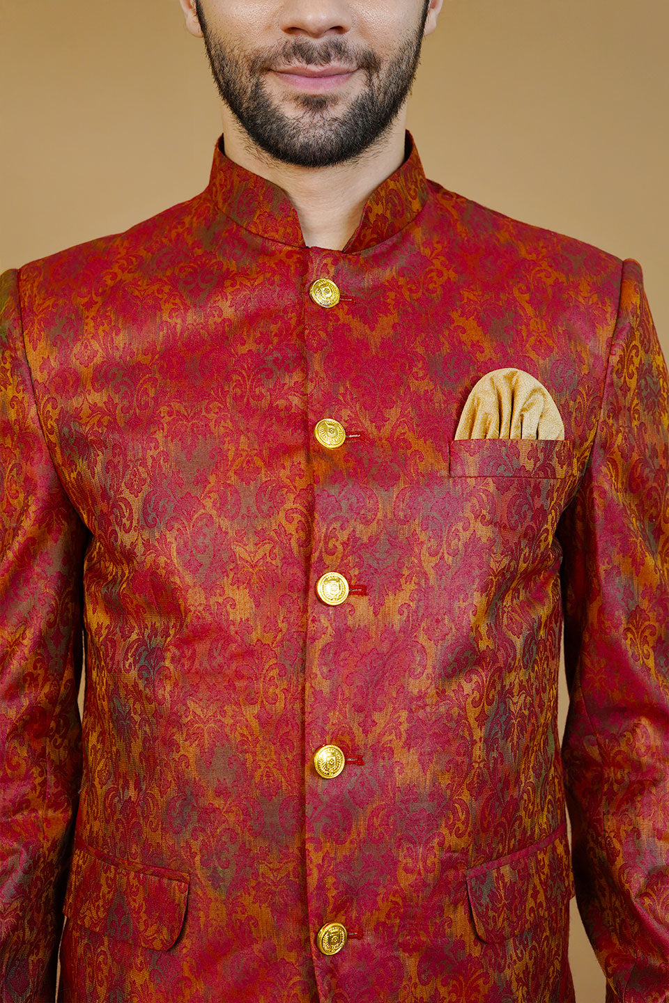 Rayon Red Bandhgala