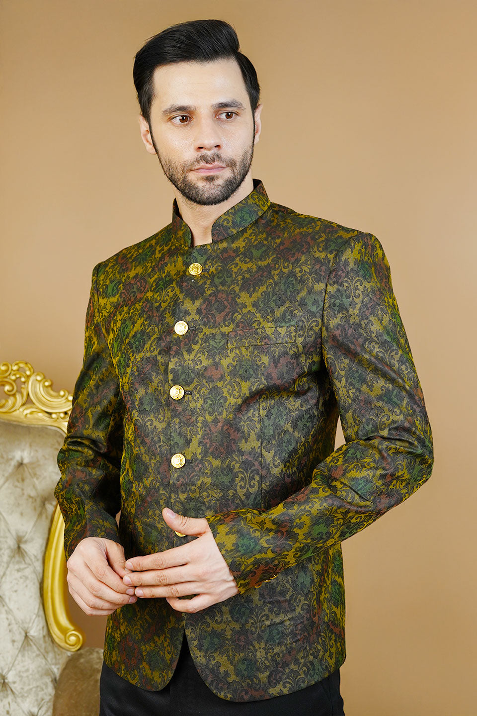 Rayon Green Bandhgala