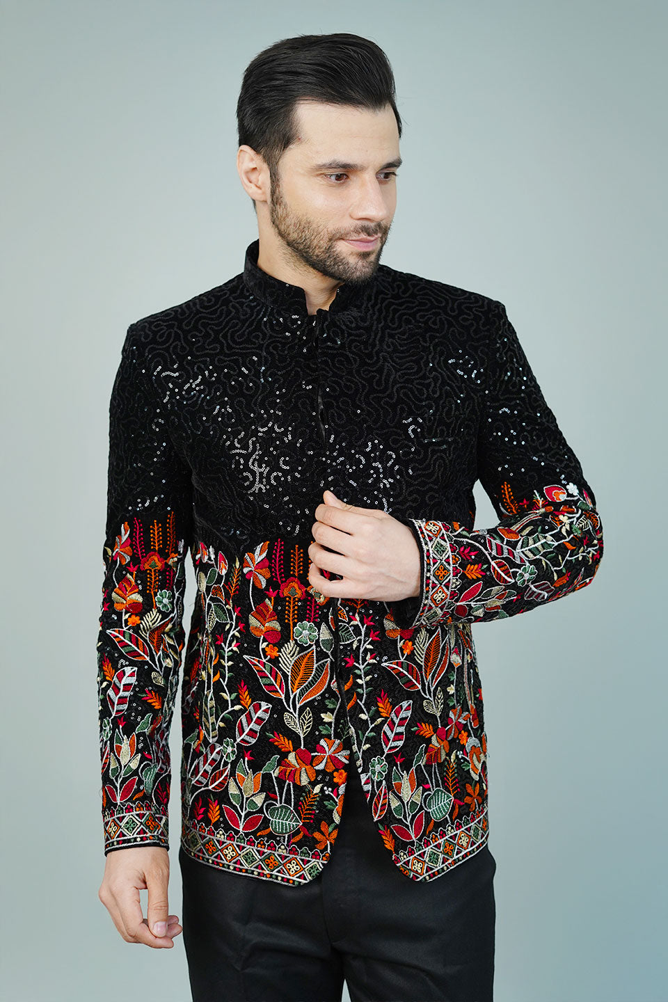 Rayon Black Bandhgala