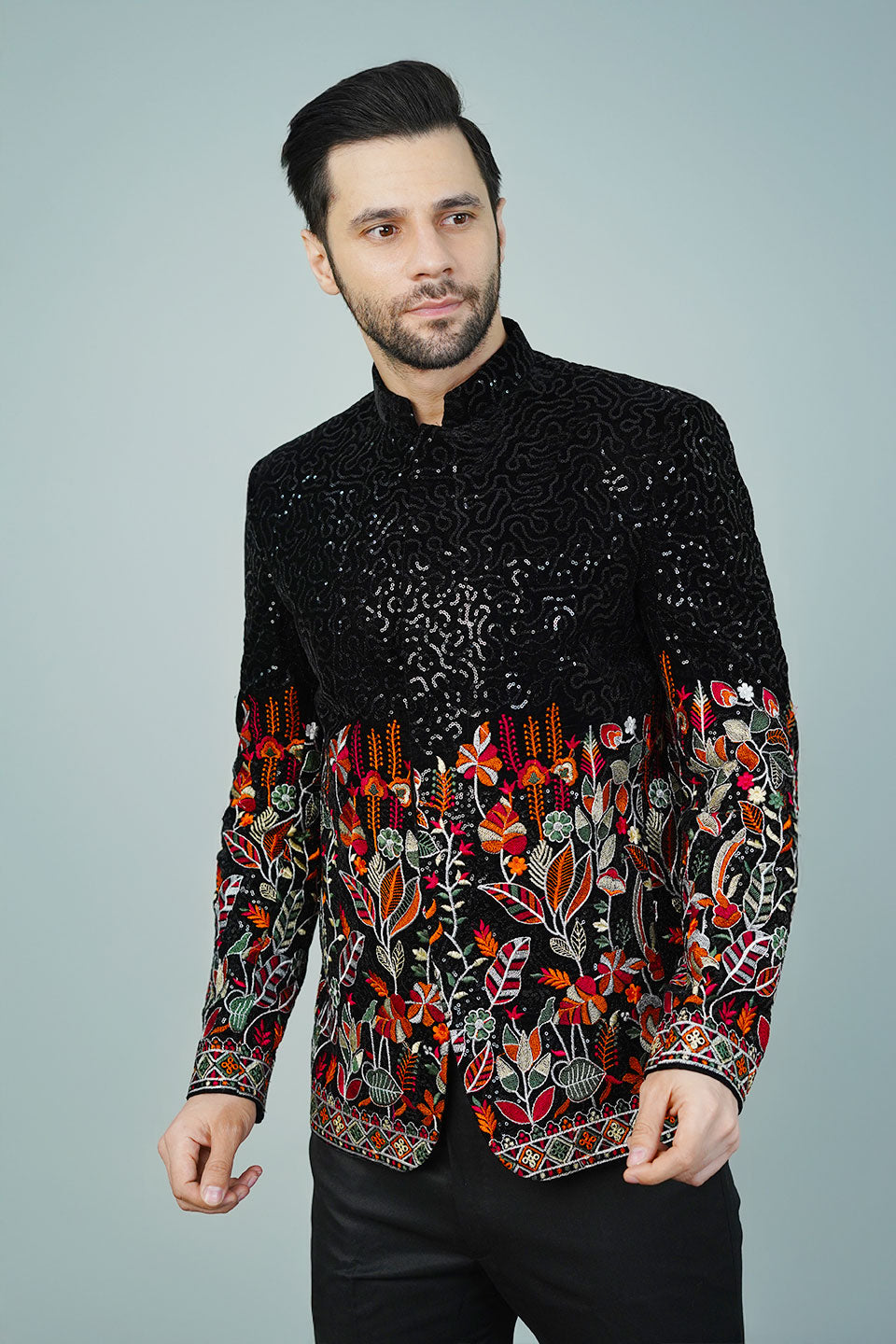 Rayon Black Bandhgala