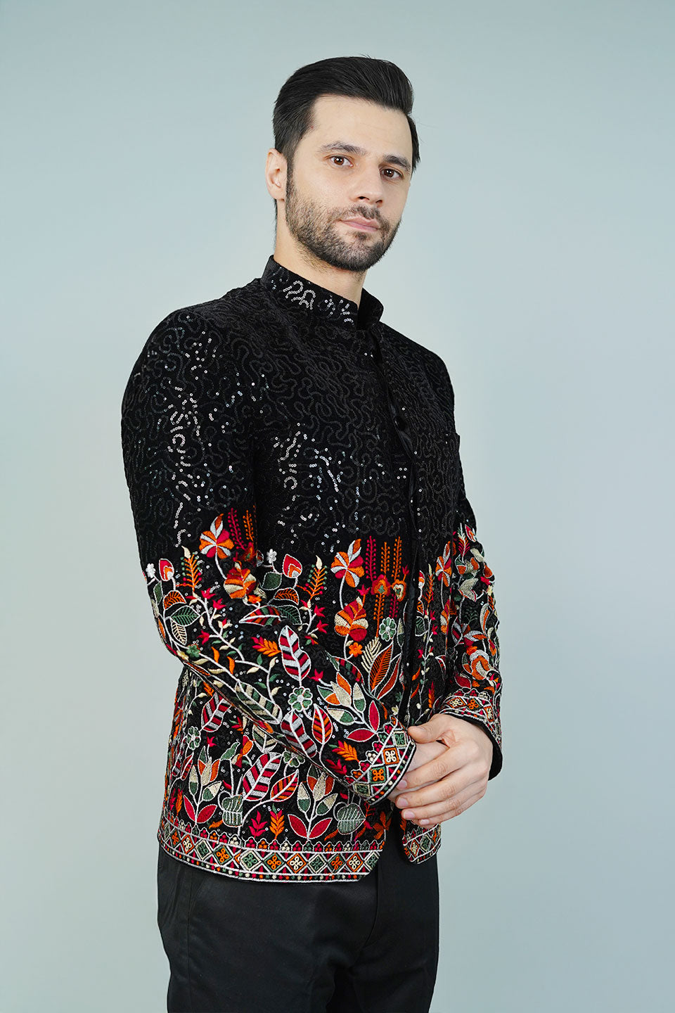 Rayon Black Bandhgala