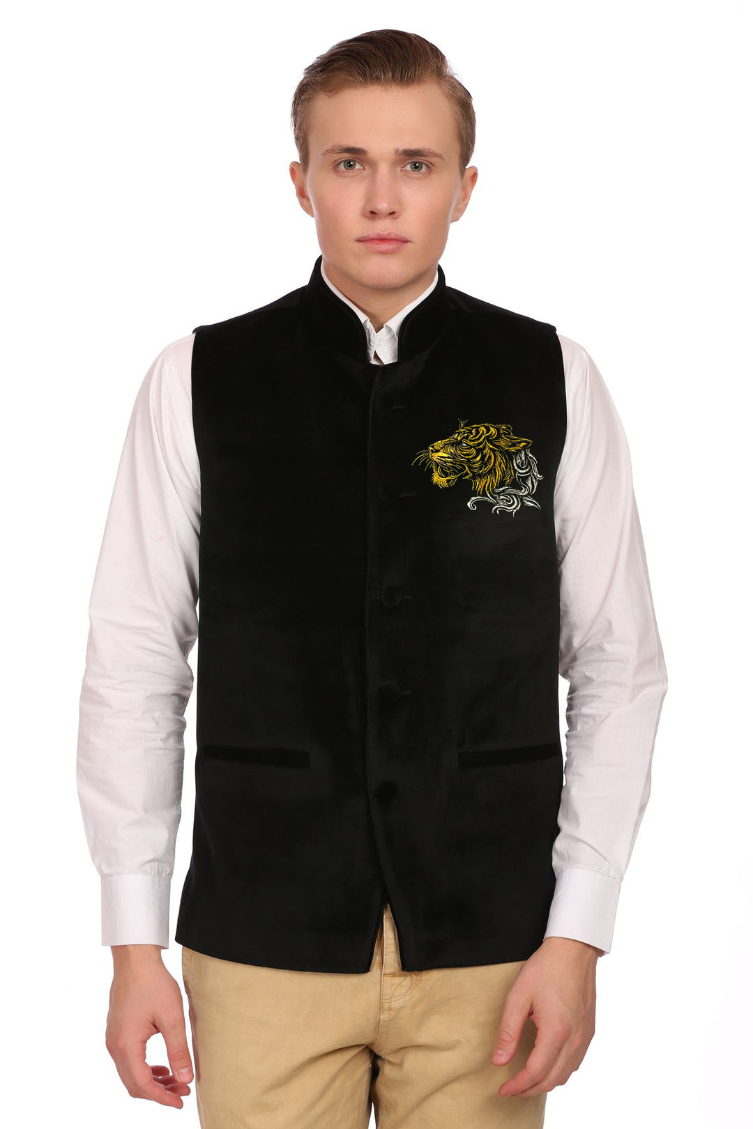 Nehru Jacket Mens Vest Without Collar Wintage Men's Velvet Grandad