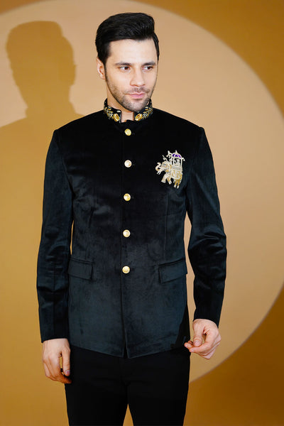 Velvet Black Bandhgala