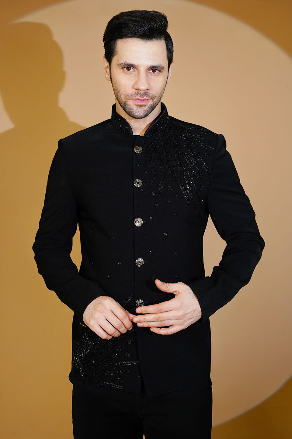 Polyester Satin Black Suit