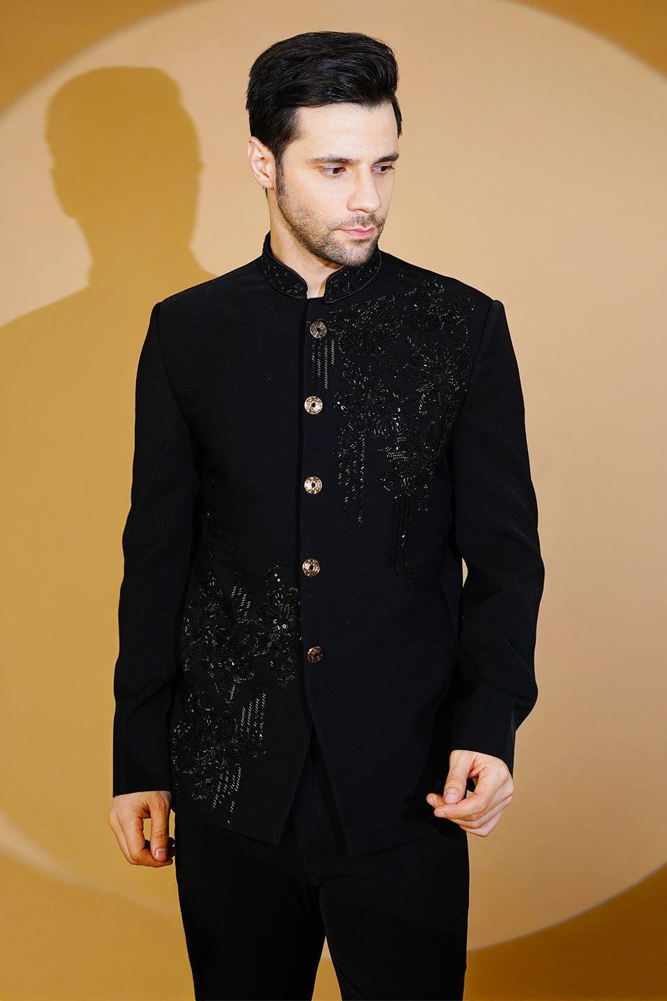 Polyester Satin Black Suit