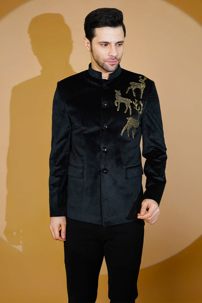 Velvet Black Bandhgala