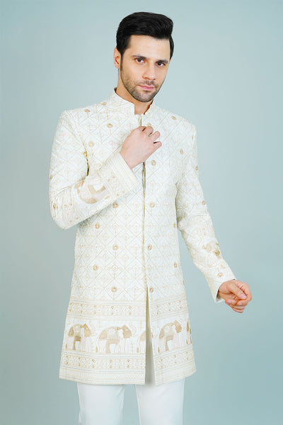 Polyester Satin Cream Bandhgala