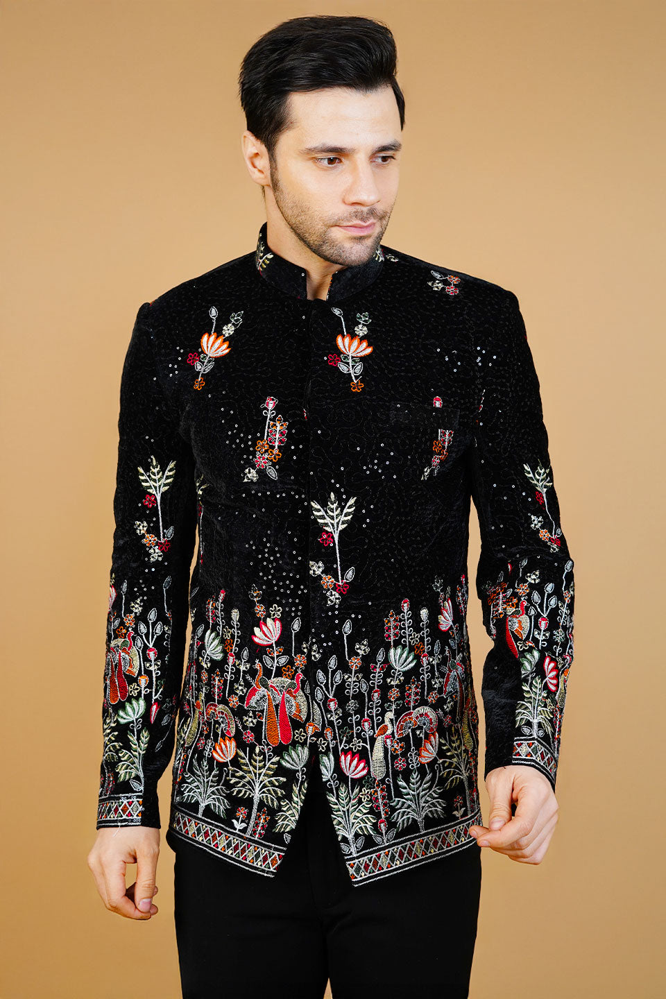 Velvet Black Bandhgala