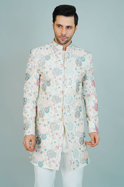 Polyester Satin White Bandhgala