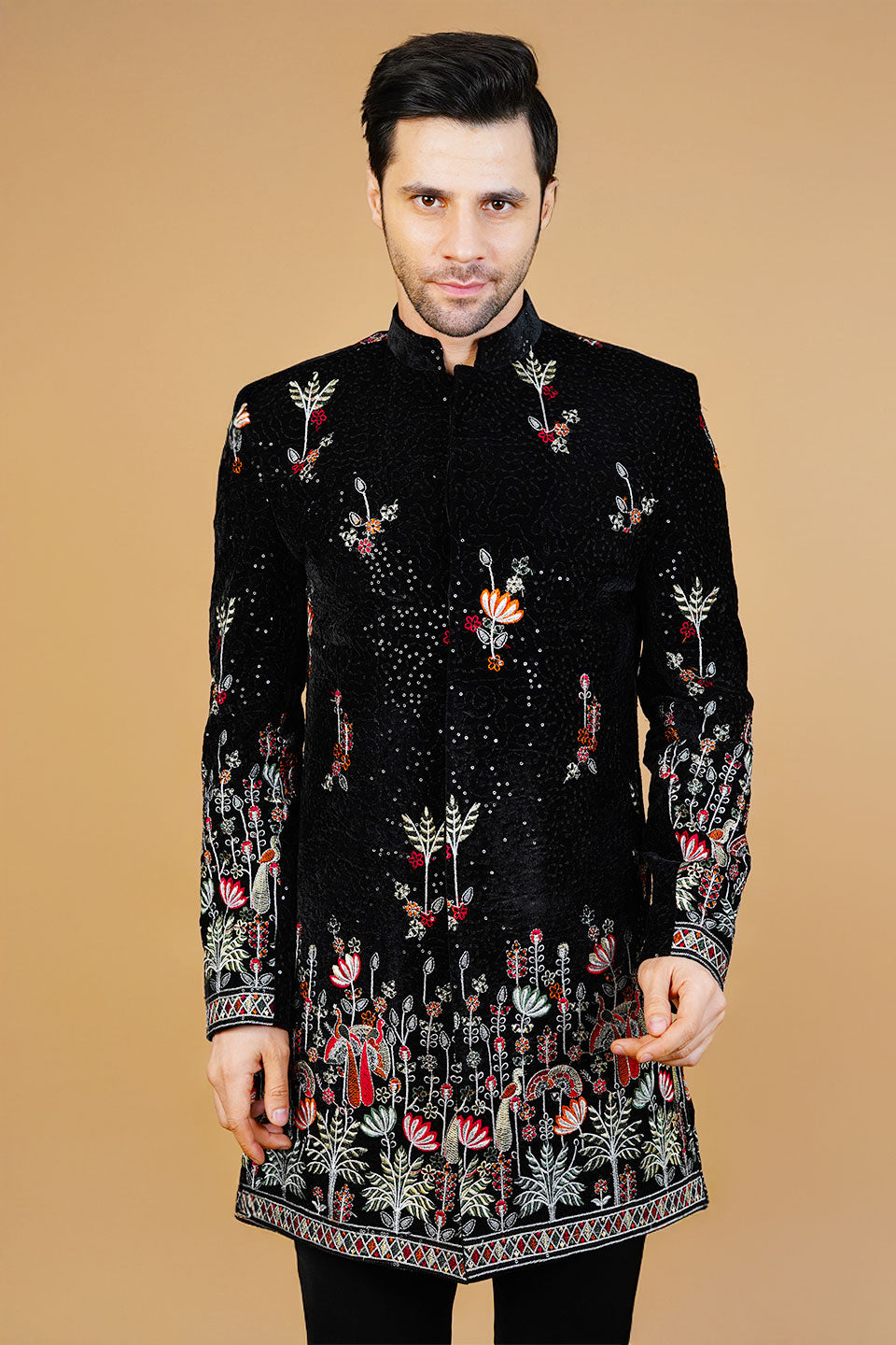 Velvet Black Bandhgala