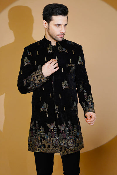 Velvet Black Bandhgala