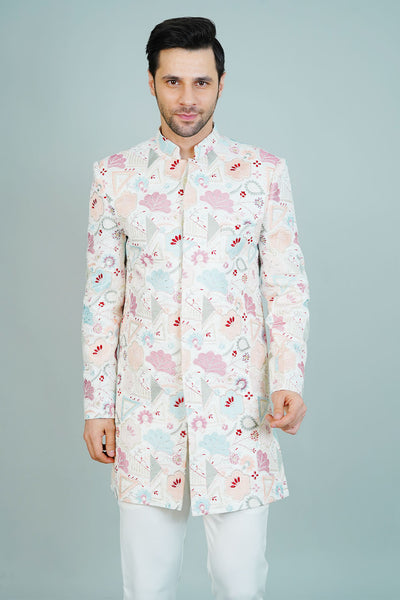 Polyester Satin Cream Bandhgala