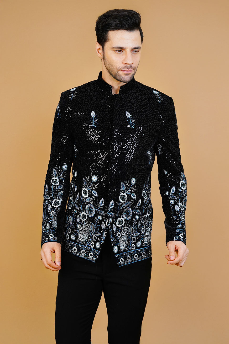 Velvet Black Bandhgala