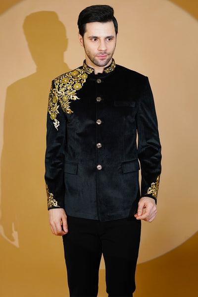 Velvet Black Bandhgala