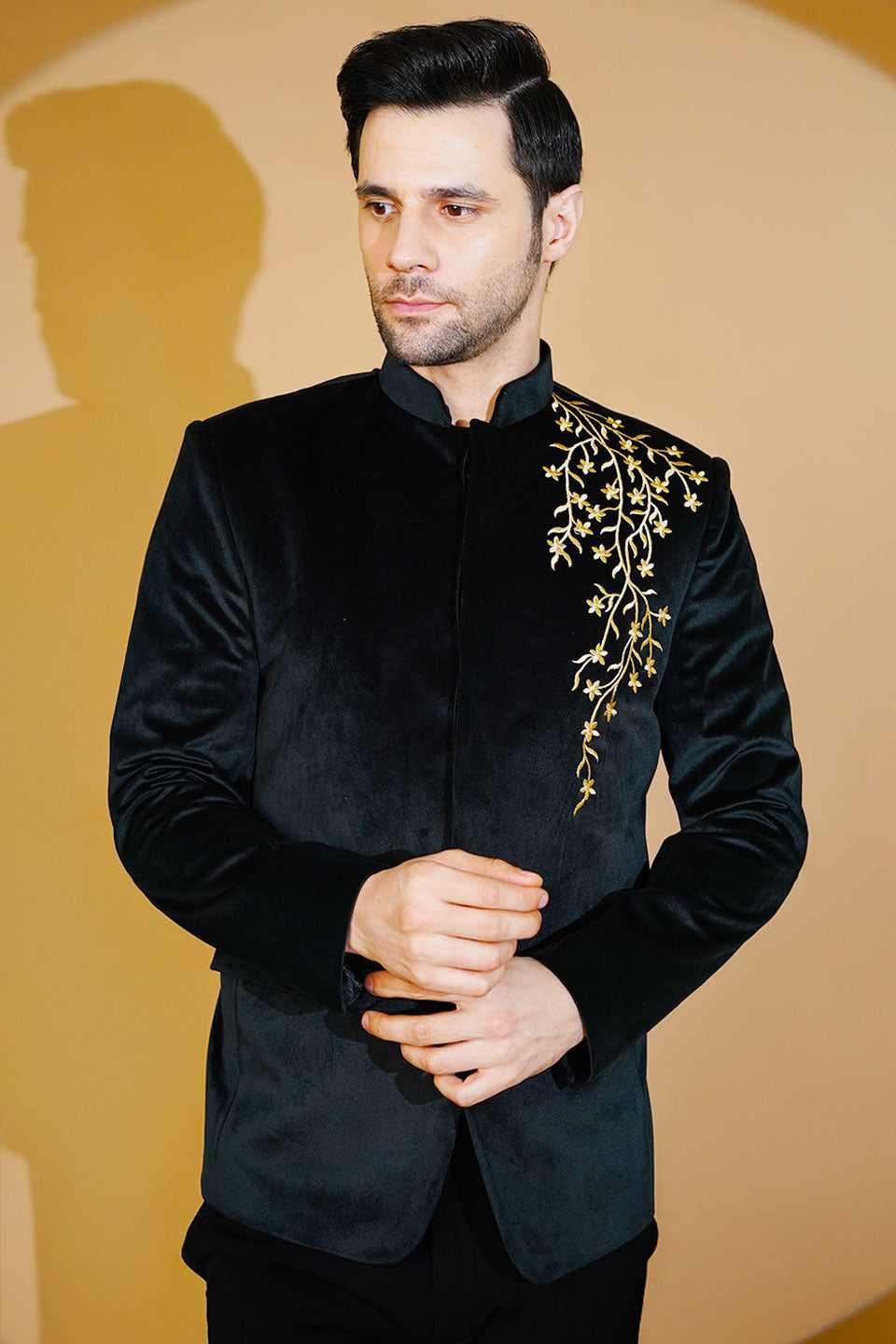 Velvet Black Bandhgala