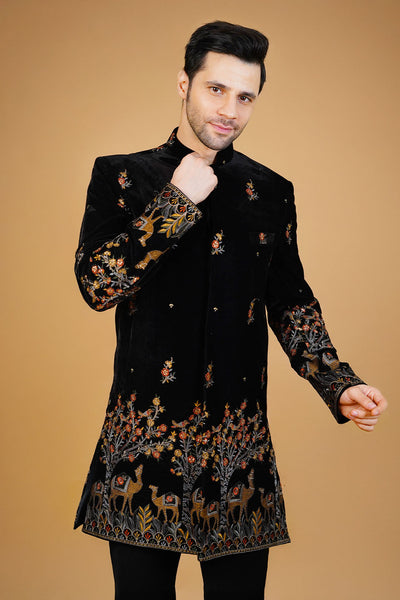 Velvet Black Bandhgala