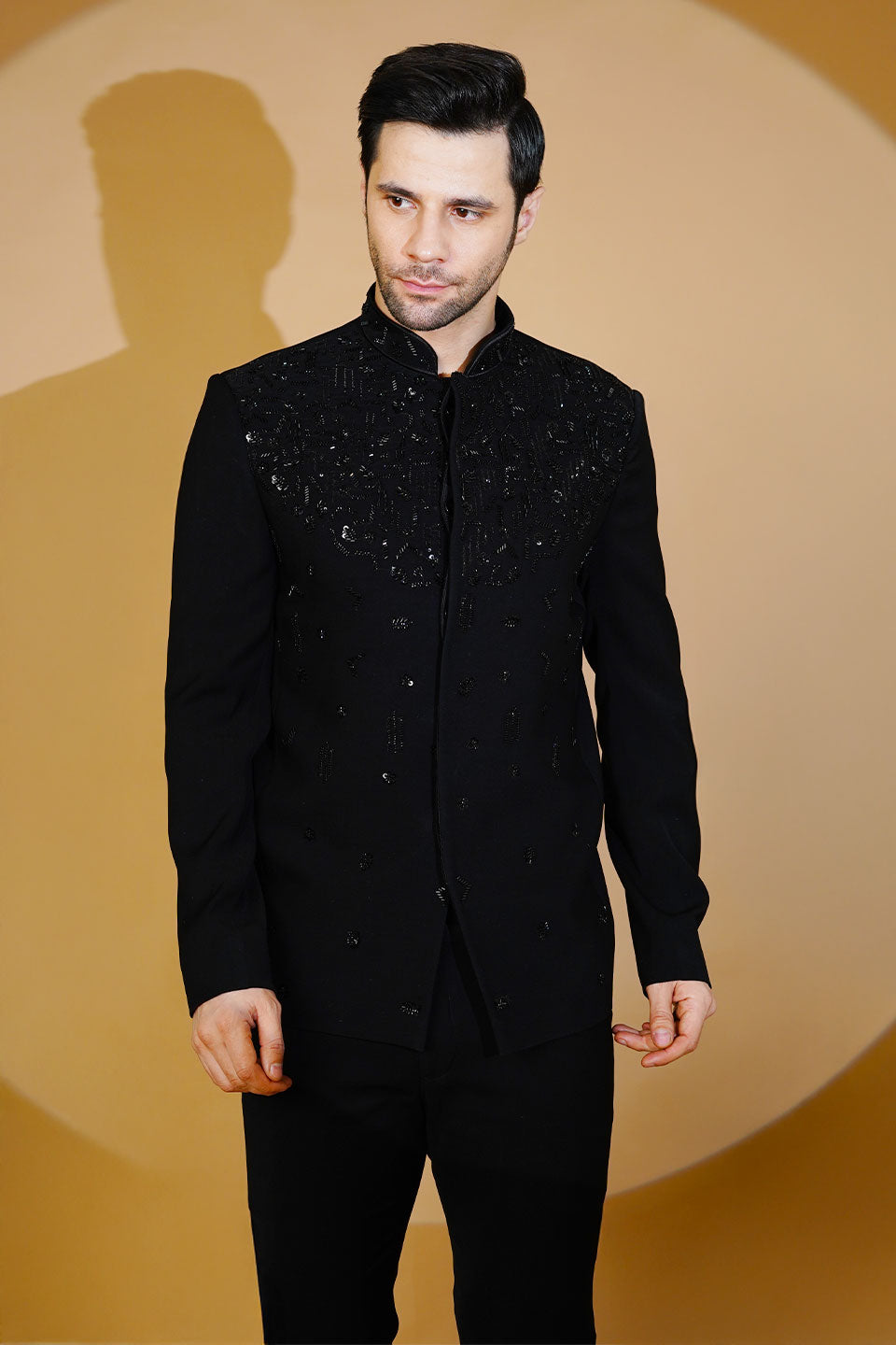 Polyester Satin Black Suit