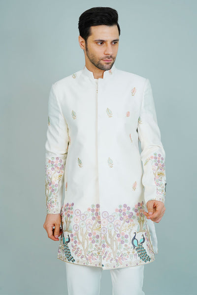 Polyester Satin White Bandhgala