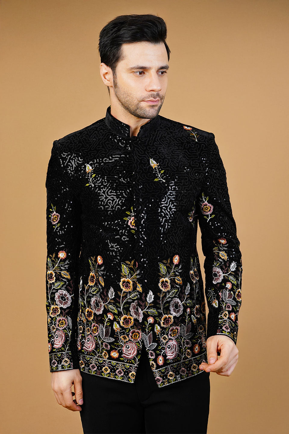 Velvet Black Bandhgala