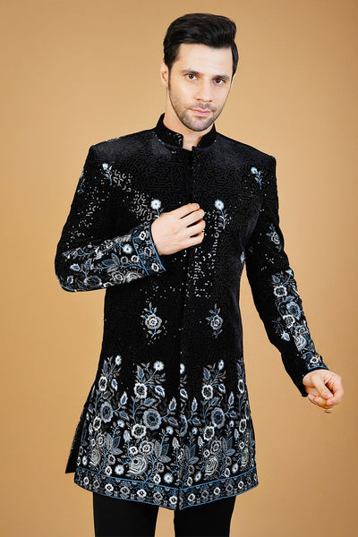 Velvet Black Bandhgala