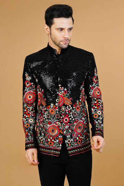 Velvet Black Bandhgala