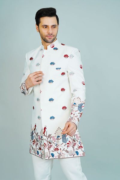 Polyester Satin White Bandhgala