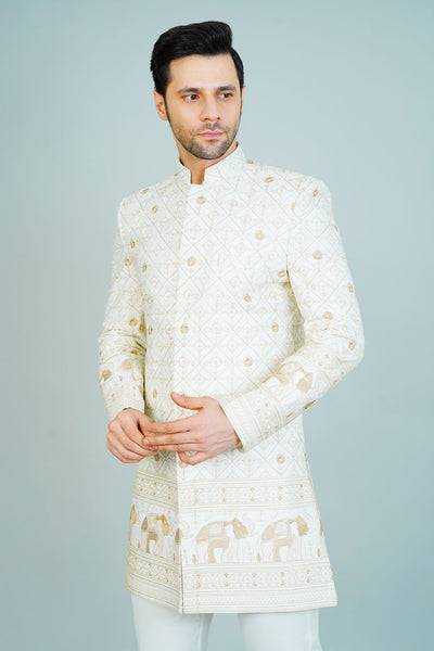 Polyester Satin Cream Bandhgala