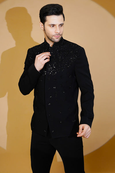 Polyester Satin Black Suit