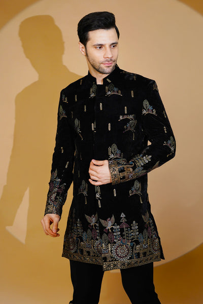 Velvet Black Bandhgala