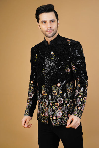 Velvet Black Bandhgala