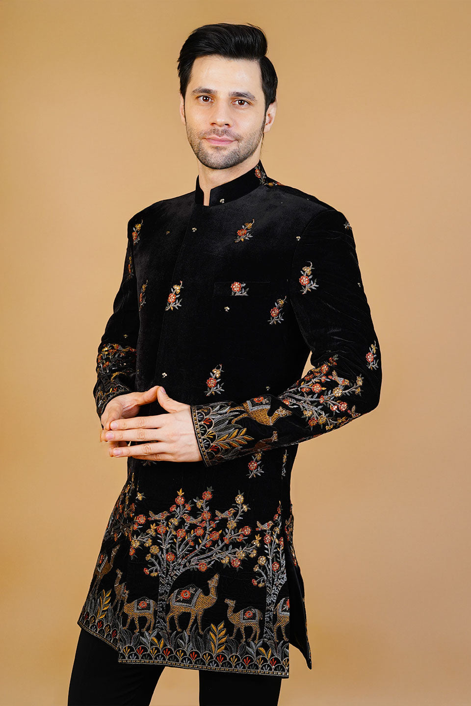 Velvet Black Bandhgala