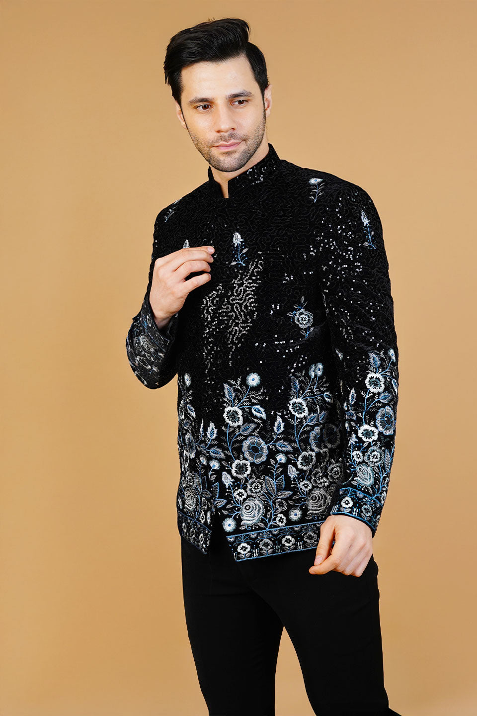 Velvet Black Bandhgala