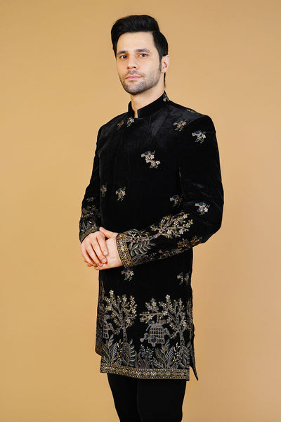 Velvet Black Bandhgala