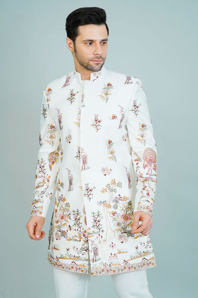 Polyester Satin Cream Bandhgala