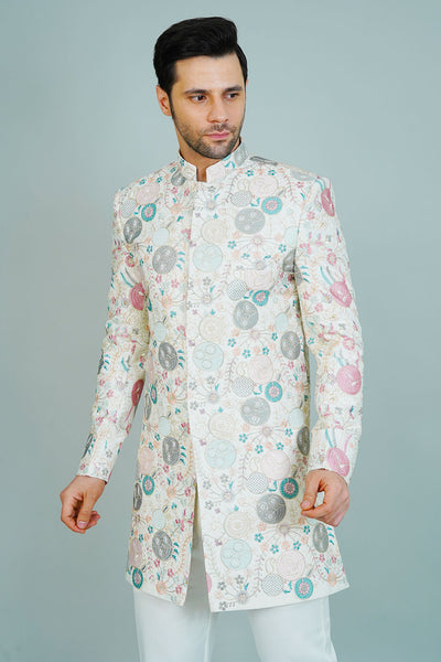 Polyester Satin White Bandhgala