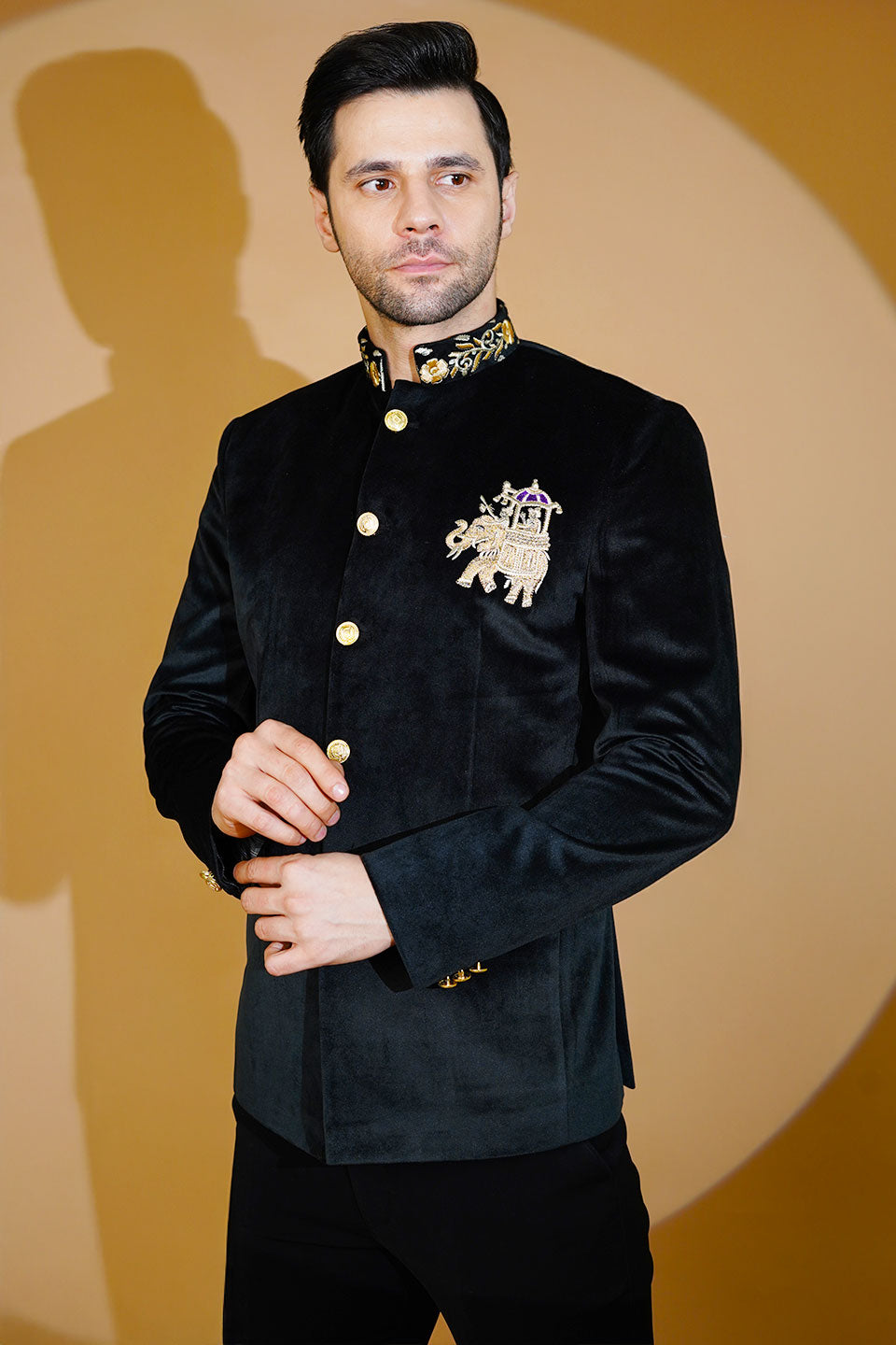 Velvet Black Bandhgala