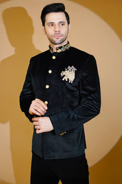 Velvet Black Bandhgala