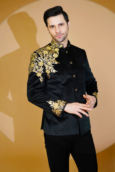 Velvet Black Bandhgala